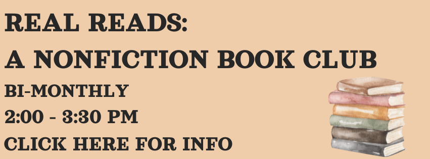 Peach background advertising nonfiction bookclub